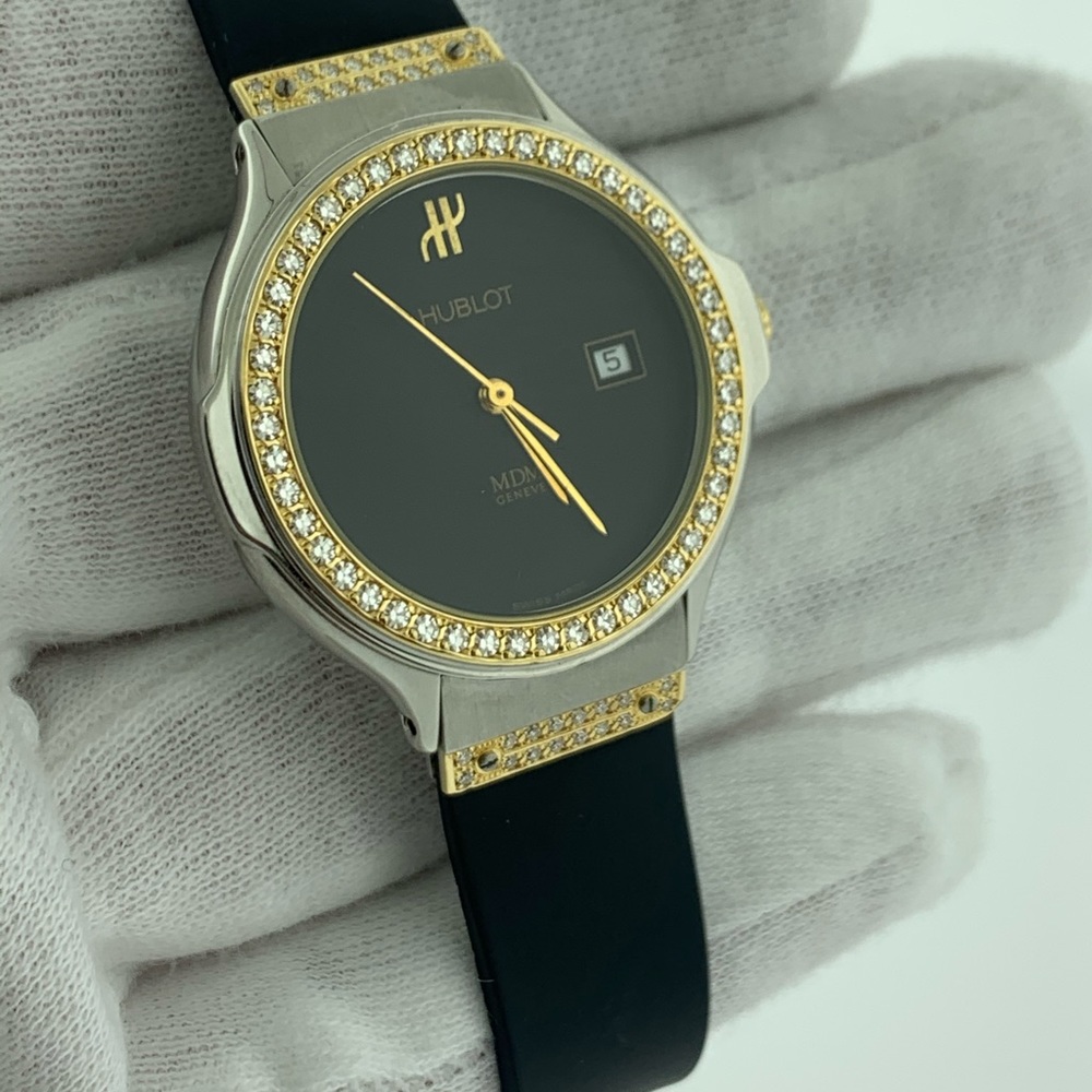 HUBLOT MDM 18K YELLOW GOLD DIAMOND BEZEL AND LUGS
